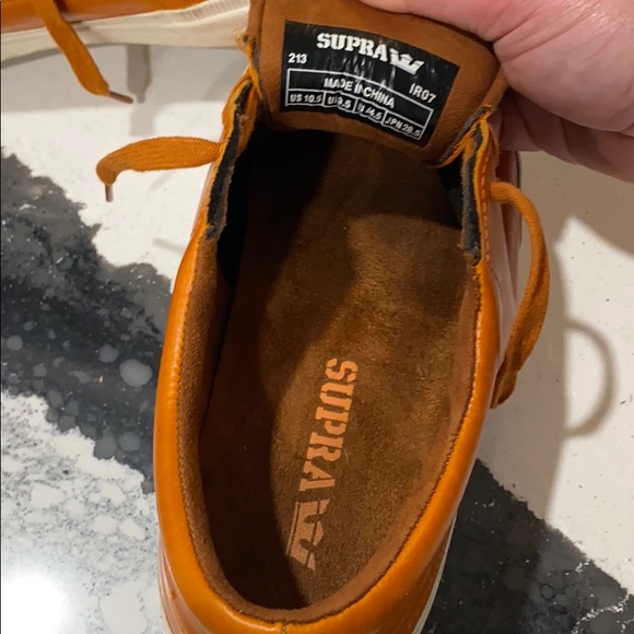 Men’s SUPRA low cut brown vegan leather 10.5 suede - Picture 6 of 7